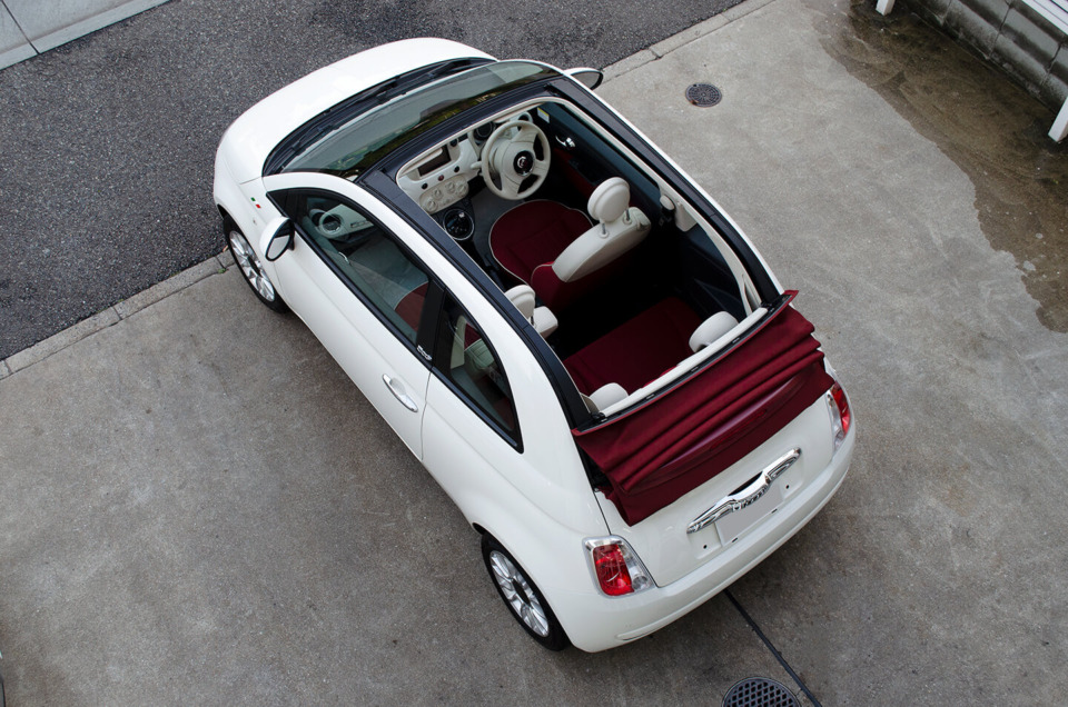 CARHEART 神戸の代車のFIAT500C 。GENESIS STELLA ガラスコーティング、幌コーティングなど施工済み