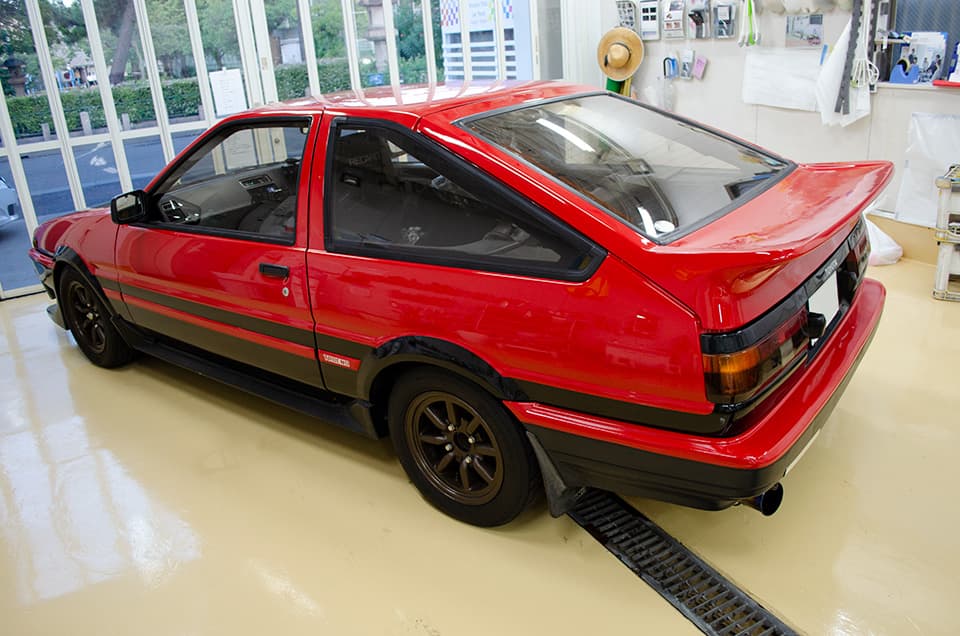 TOYOTA AE86 トレノにGY-30IRのウィンドウフィルムを施工する前。
