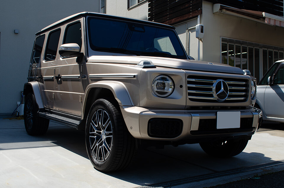 コーティングやプロテクションフィルムを施工したMercedes-Benz G450d トラバーチンベージュ(W465)
