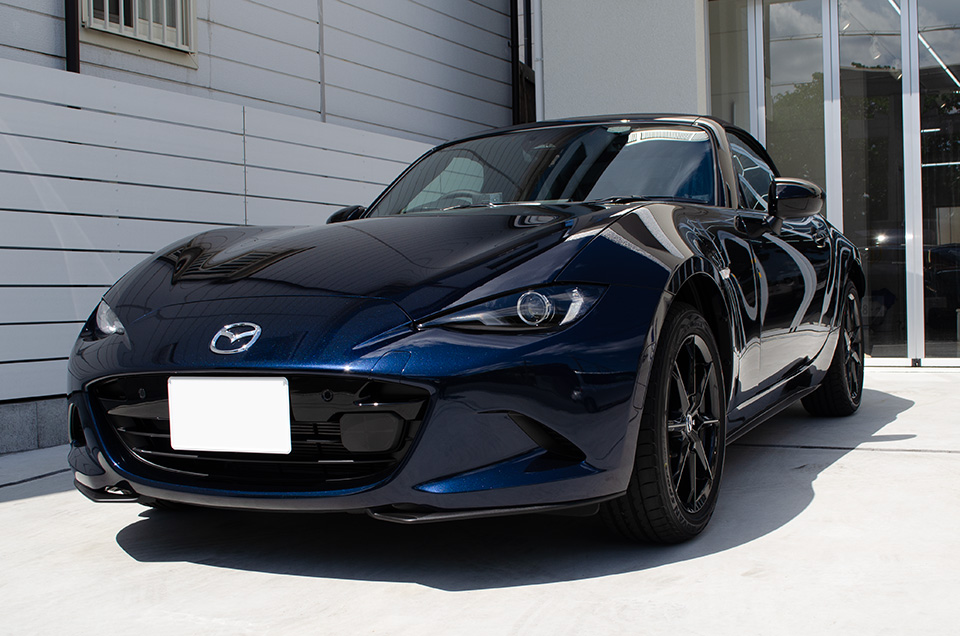 コーティング、プロテクションフィルム、ウィンドウフィルムを施工したMAZDA ROADSTER ディープクリスタルブルーマイカ